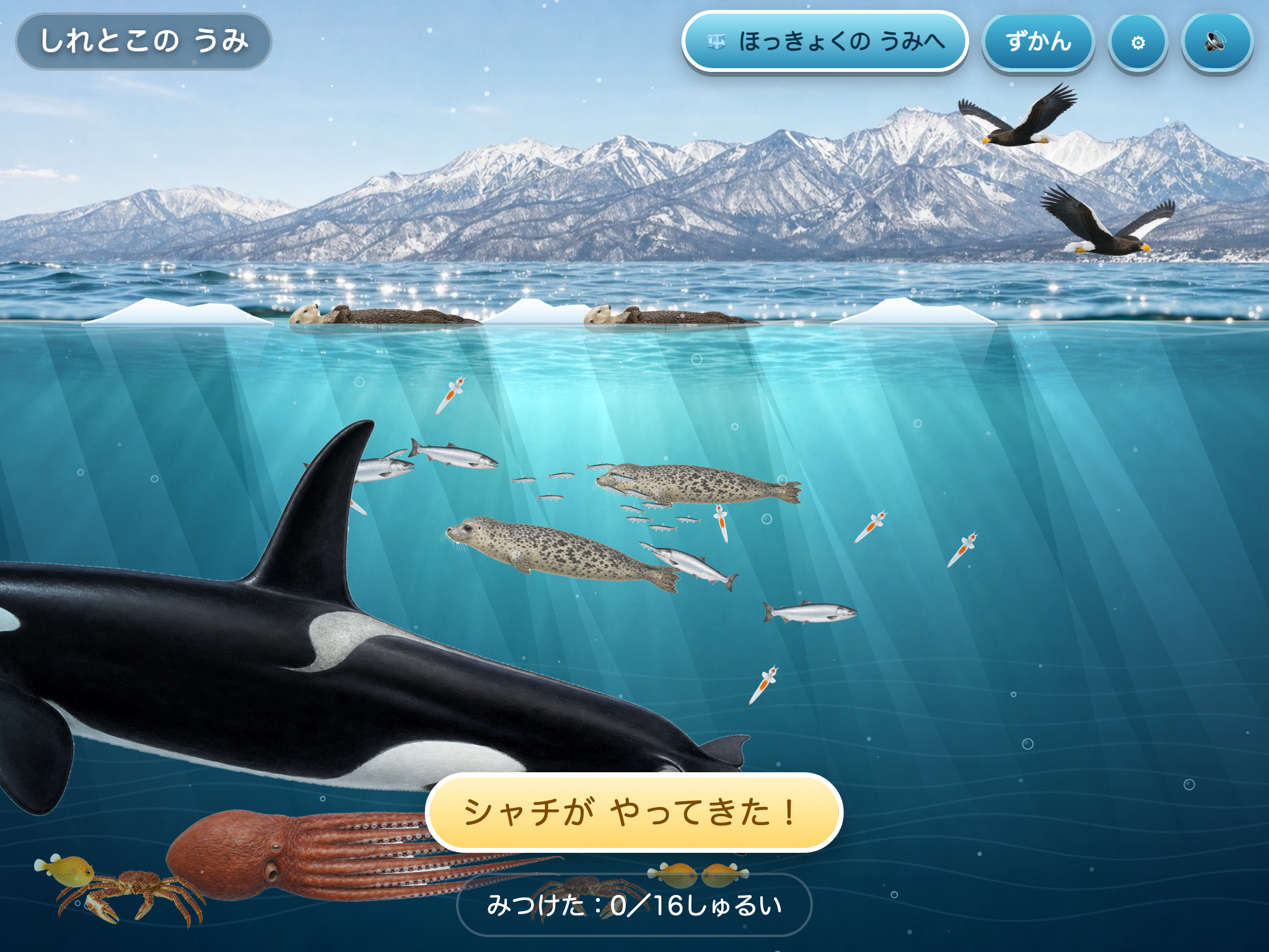 きたの うみの すいぞくかん の画面